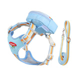 Size L 3-in-1 Mini Pet Backpack-Style Carrier Set - Light Blue Rainbow Shoulder Straps Dog Carrier with Detachable Treat Pouch and Matching Leash, Suitable for Daily Walks