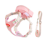 Pink Size M 3-in-1 Mini Pet Backpack-Style Carrier Set - Adjustable dog harness with detachable treat pouch and matching leash, suitable for daily walks