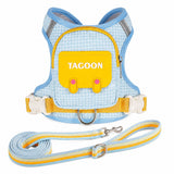 Blue 3 in 1 Dog Walking Harness with Backpack and Leash (Size L)- Adjustable Pet Harness with Zipper Storage Bag and Reflective Strips for Small and Medium Dogs