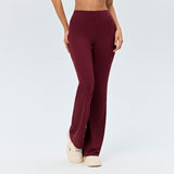 Red Size S Women's High Waisted Yoga Flare Leggings - V Back Seam Micro Flare Workout Pants with Wide Waistband for Yoga, Pilates, Gym and Casual Wear