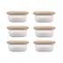 6 Pcs Medium Bamboo Food Containers – Clear Glass with Bamboo Lids