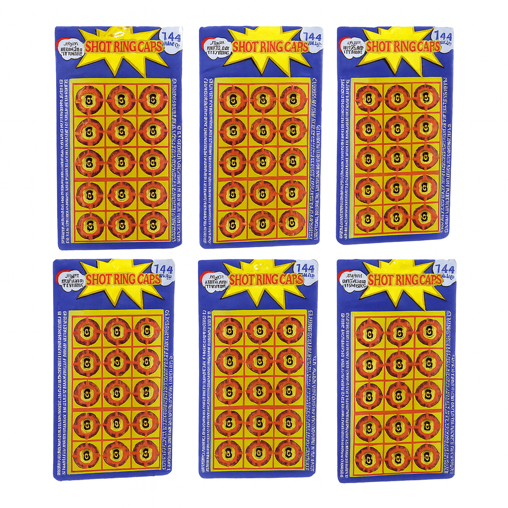 6 Cards of 8-Shot Ring Caps – 144 Shots Each, Total 684 Shots – Toy Gun Cap Refills