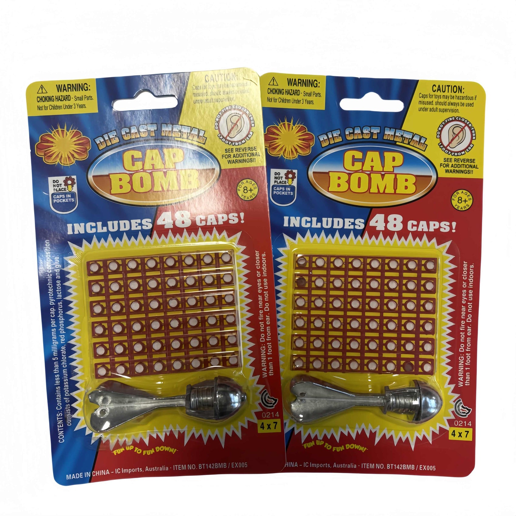 2 x Diecast Cap Bomb with 48 Shots pack, traditional toys