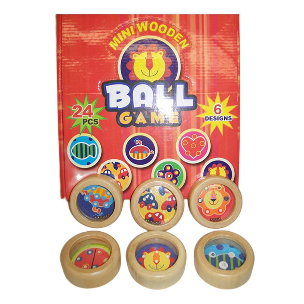 6x Mini wooden ball game