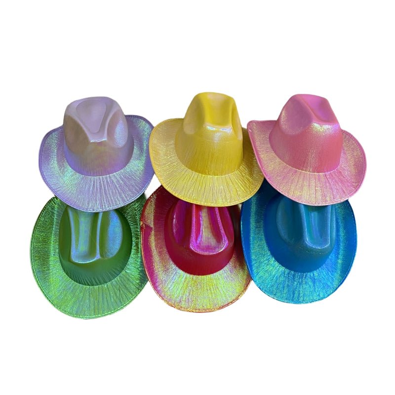 Holographic Cowboy Party Hat (Adult Size) - Metallic Purple