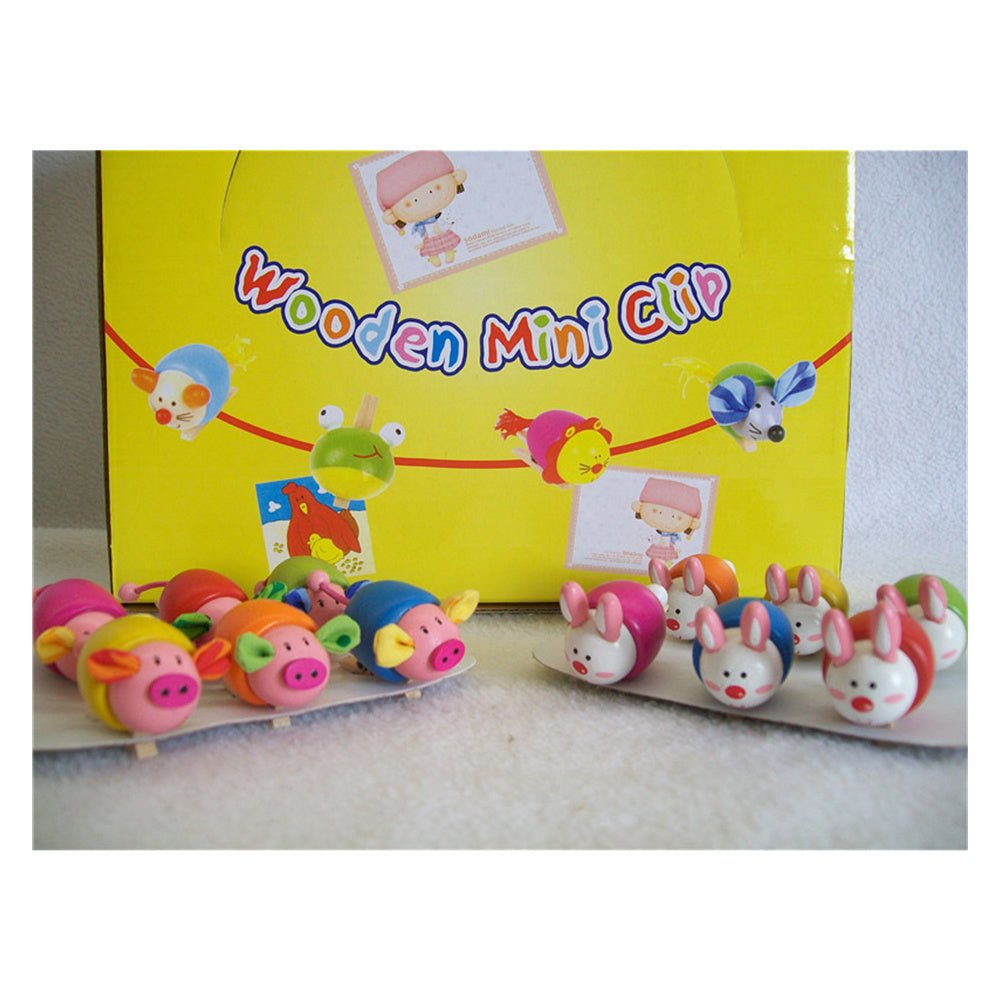 6 X packs of  6 Wooden mini clips