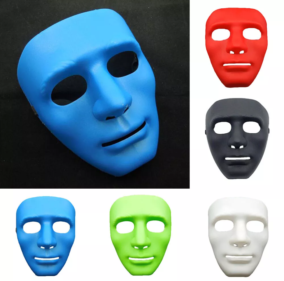 2x Robot Plain Mask Purge Style Halloween Scary Ghost Blank Mask Unisex - 1xBlue +1xWhite