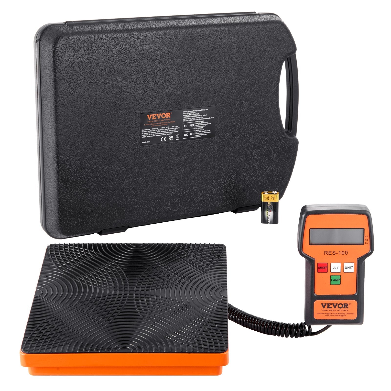Refrigerant Scale 110 LBS HAVC Charging Recovery Freon Scale, with Wired Remote Control, 2g High Precision Electronic Digital Recovery Weight Scale with Case and Dry Battery