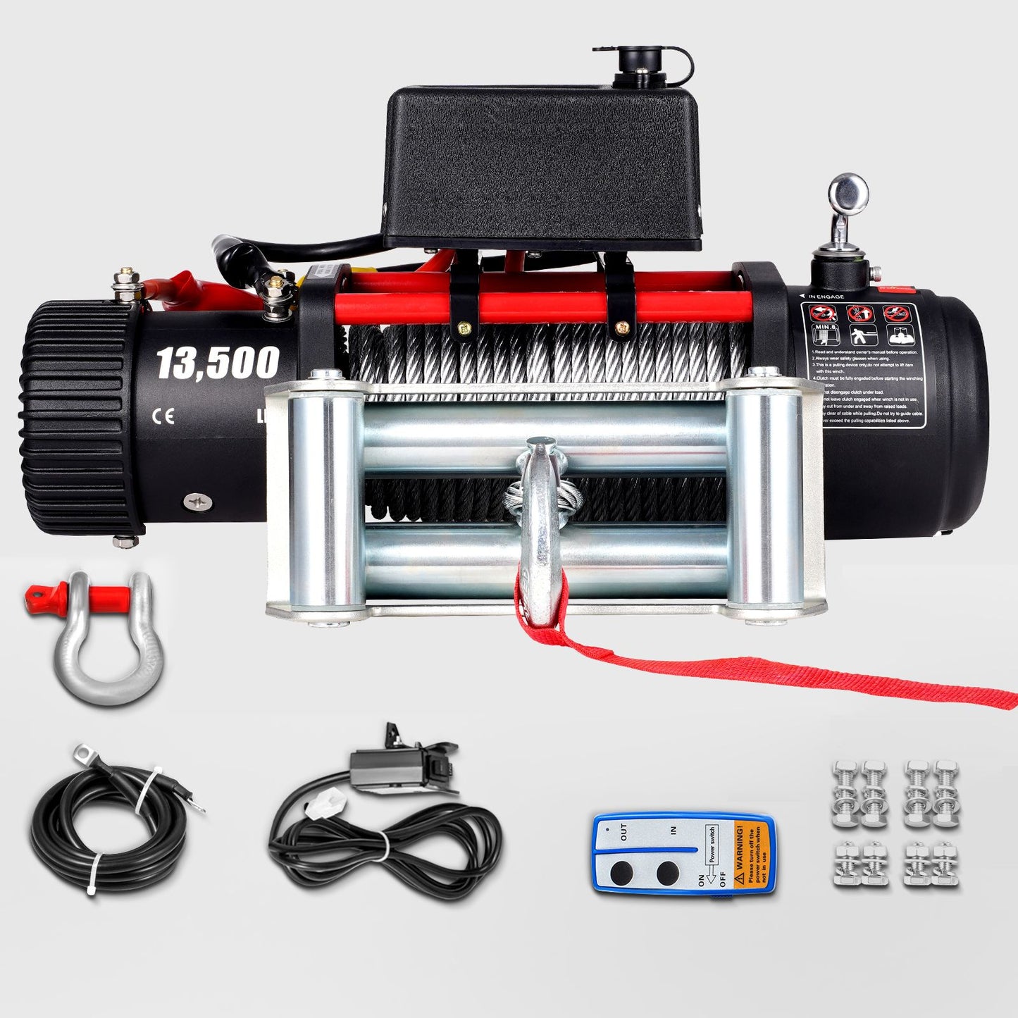 Electric Winch Recovery 12v 13500Lb / 6125Kg,Electric Truck Winch with Handle and Wireless Remote Control,13500Lb /6125Kg Electric Truck Winch with 92 ft Strong Steel Cable