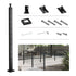 Cable Railing Post, 42" x 1" x 2" Steel L-Shaped Hole Corner Railing Post, 12 Pre-Drilled Holes, SUS304 Stainless Steel Cable Rail Post with Horizontal and Curved Bracket, 1-Pack, Black, 106.7*2.5*5 cm
