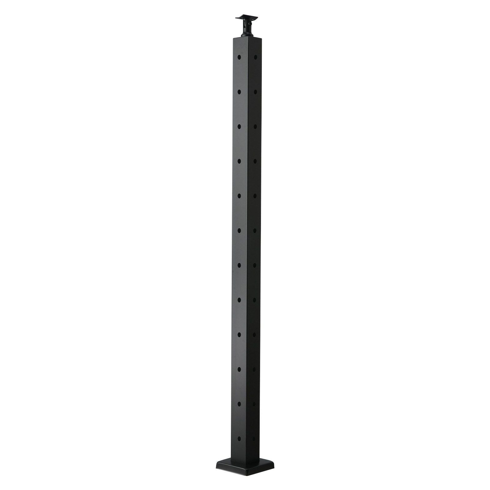 Cable Railing Post, 106.7x5x5cm Corner Railing Post, with L-Shaped Pre-Drilled Holes, Stainless Steel Cable Rail Post with Horizontal and Curved Bracket, 1-Pack, Black, 1JZLGZXHS1065S1EW001V0
