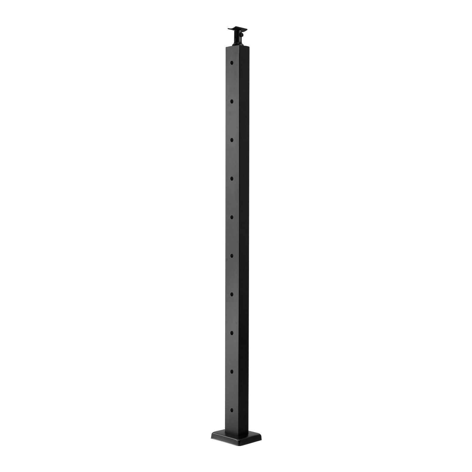 1-Pack Cable Railing Post, 91.4x5x5cm Horizontal-Hole Deck Railing Post with Pre-Drilled Holes, Stainless Steel Cable Rail Post with Horizontal and Curved Bracket, Black, 1JZLGZXHS9148RVYS001V0
