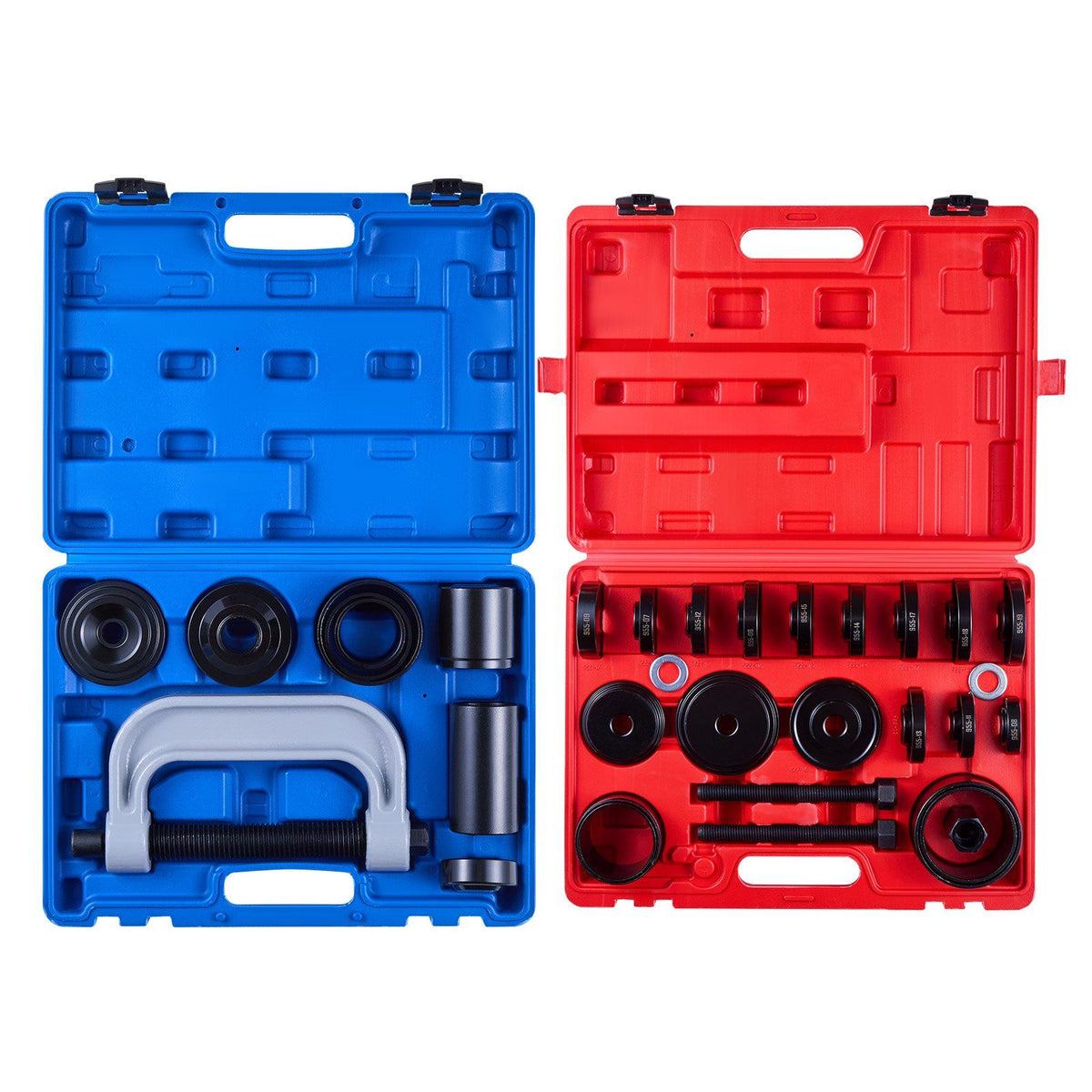 Bearing Press Kit, 10+24 Pcs, 2 in 1 Ball Joint Press & Wheel Bearing Puller Kit, Race and Seal Driver Set with 13 Bushings, C-Frame and Sleeves, Heavy Duty Removal Installation Set with Case
