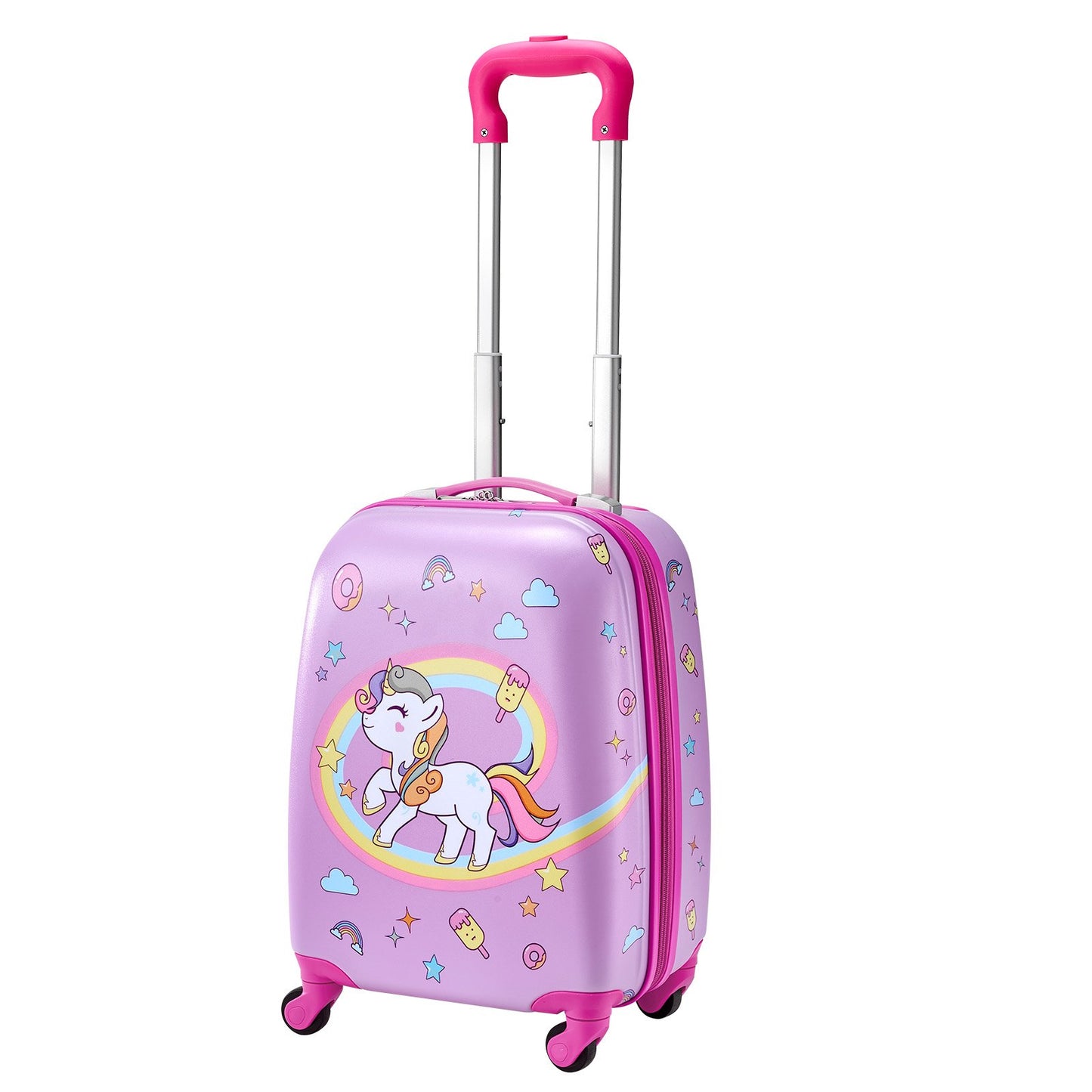 Kids Luggage Set, 2 Piece, 45.7 cm Hardside Rolling Wheels Suitcase with Hard-Shell Backpack, Unicorn Kids Carry on Luggage Set, Holiday Birthday Present for Girls & Boys, Airline Approved