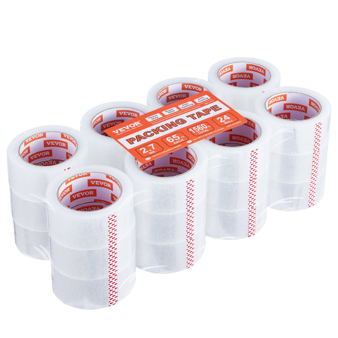 VEVOR Packing Tape 24 Rolls 65 Yards Heavy Duty Clear Packing Tapes 2.7 Mil