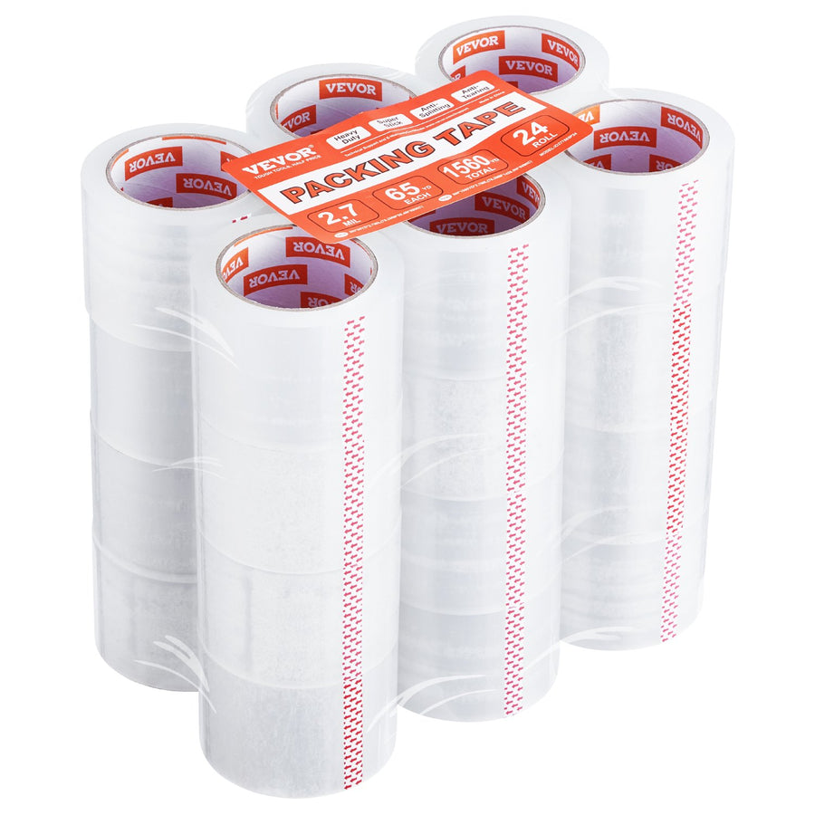 VEVOR Clear Packing Tape 24 Rolls 65 Yards Heavy Duty Clear Packing Tape 2.7 Mil