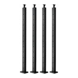 4-Pack Cable Railing Post, 1067x25x50 mm Horizontal-Hole Deck Railing Post with Pre-Drilled Holes, Stainless Steel Cable Rail Post with Horizontal and Curved Bracket, Black, 4JZLGZXHS106REP67001V0