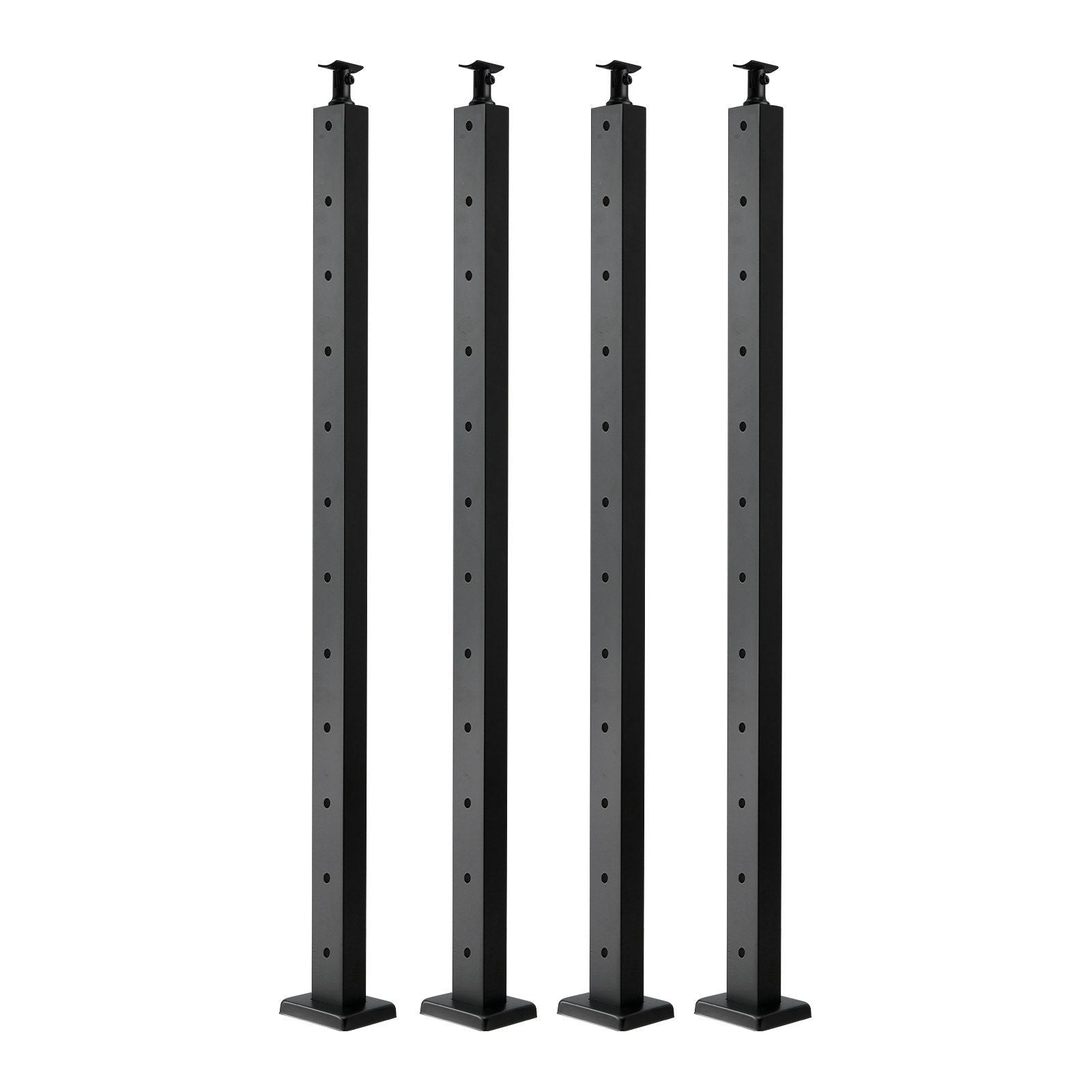 4-Pack Cable Railing Post, 1067x25x50 mm Horizontal-Hole Deck Railing Post with Pre-Drilled Holes, Stainless Steel Cable Rail Post with Horizontal and Curved Bracket, Black, 4JZLGZXHS106REP67001V0