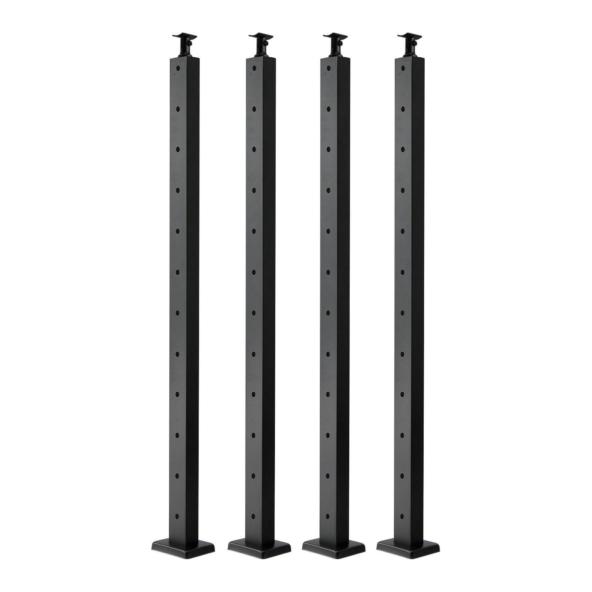 4-Pack Cable Railing Post, 1067x25x50 mm Horizontal-Hole Deck Railing Post with Pre-Drilled Holes, Stainless Steel Cable Rail Post with Horizontal and Curved Bracket, Black, 4JZLGZXHS106REP67001V0