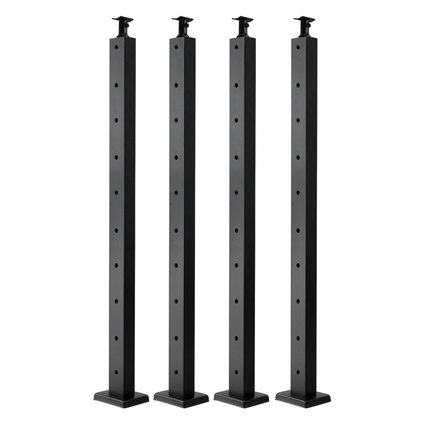4-Pack Cable Railing Post, 914x25x50 mm Horizontal-Hole Deck Railing Post with Pre-Drilled Holes, Stainless Steel Cable Rail Post with Horizontal & Curved Bracket, Black, 4JZLGZXHS914UUOI6001V0