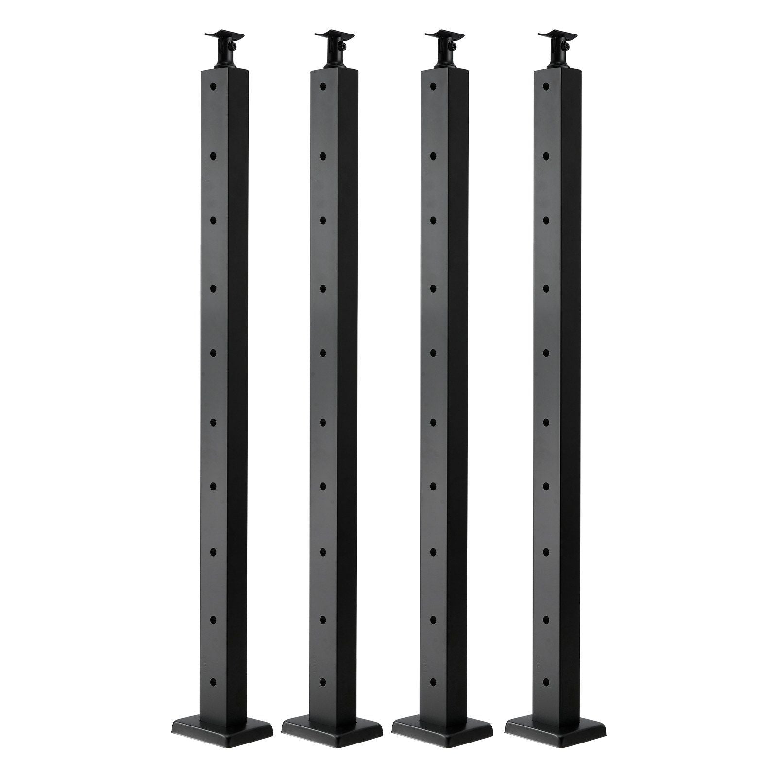 4-Pack Cable Railing Post, 914x25x50 mm Horizontal-Hole Deck Railing Post with Pre-Drilled Holes, Stainless Steel Cable Rail Post with Horizontal & Curved Bracket, Black, 4JZLGZXHS914UUOI6001V0