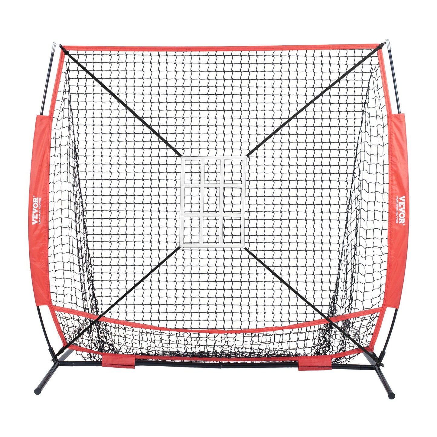 5x5 Baseball Softball Practice Net, Portable Baseball Training Net for Hitting Batting Catching Pitching, Backstop Baseball Equipment with Bow Frame, Carry Bag, Strike Zone, Ball, Batting Tee