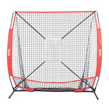 5x5 Baseball Softball Practice Net, Portable Baseball Training Net for Hitting Batting Catching Pitching, Backstop Baseball Equipment with Bow Frame, Carry Bag, Strike Zone, Ball, Batting Tee
