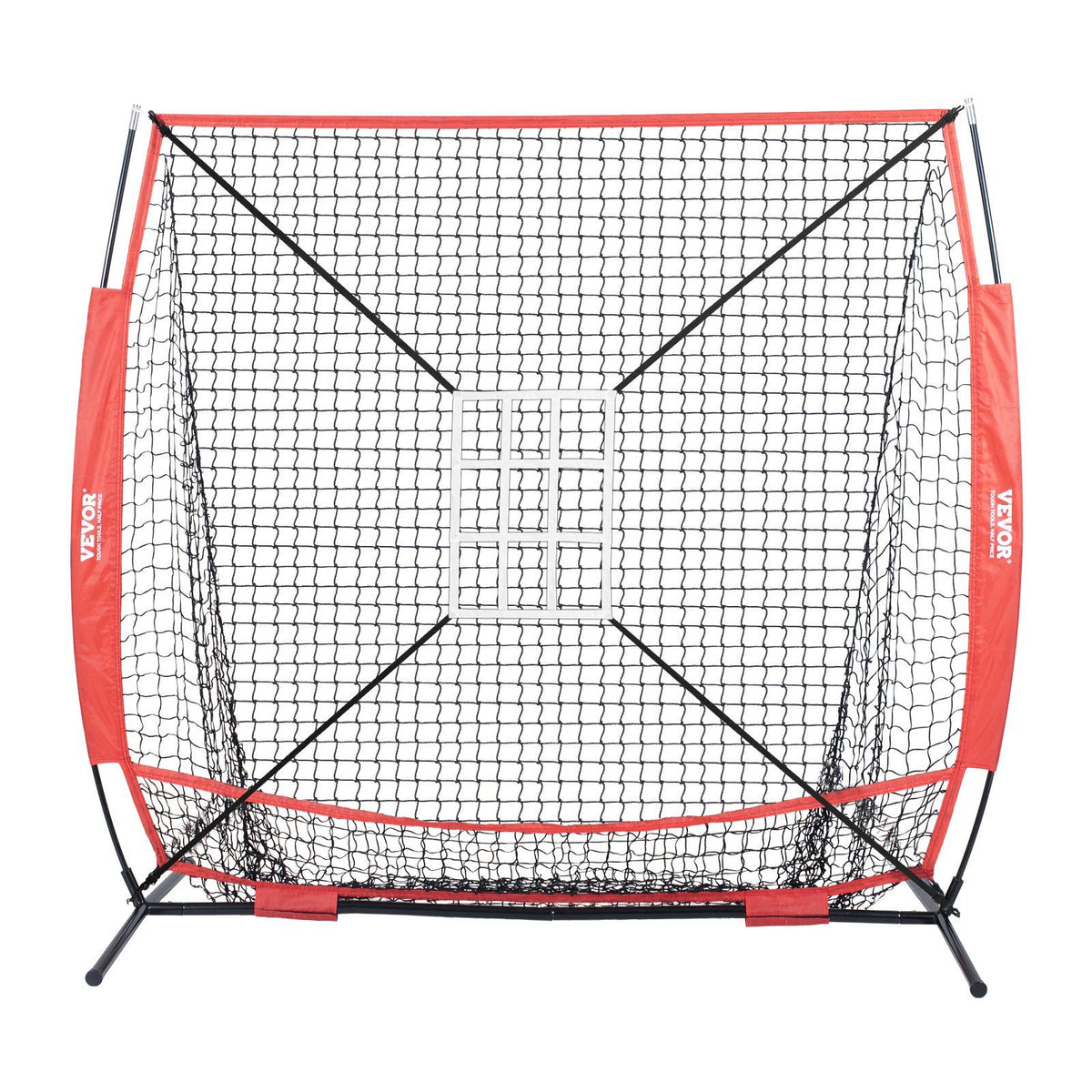 5x5 Baseball Softball Practice Net, Portable Baseball Training Net for Hitting Batting Catching Pitching, Backstop Baseball Equipment with Bow Frame, Carry Bag, Strike Zone, Ball, Batting Tee