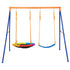 Swing Sets for Backyard, 440lbs Load Capacity Swing Set, with 1 Saucer Swing Seat, 1 Belt Swing Seat, Heavy Duty A-Frame Metal Swing Stand and Adjustable Rope, Swingset Outdoor for Kids