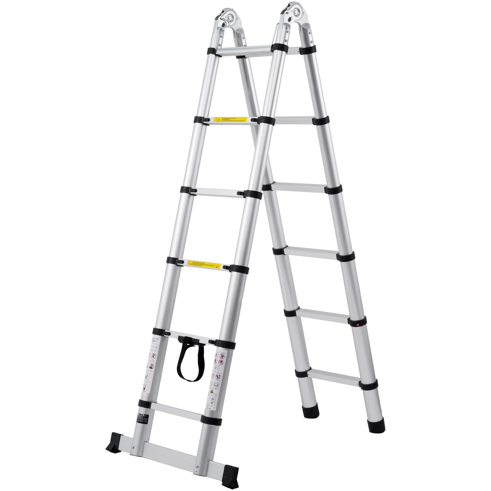 Telescoping Extension Ladder 12.5FT A-Shape w/ Stabilizer Bar for RV