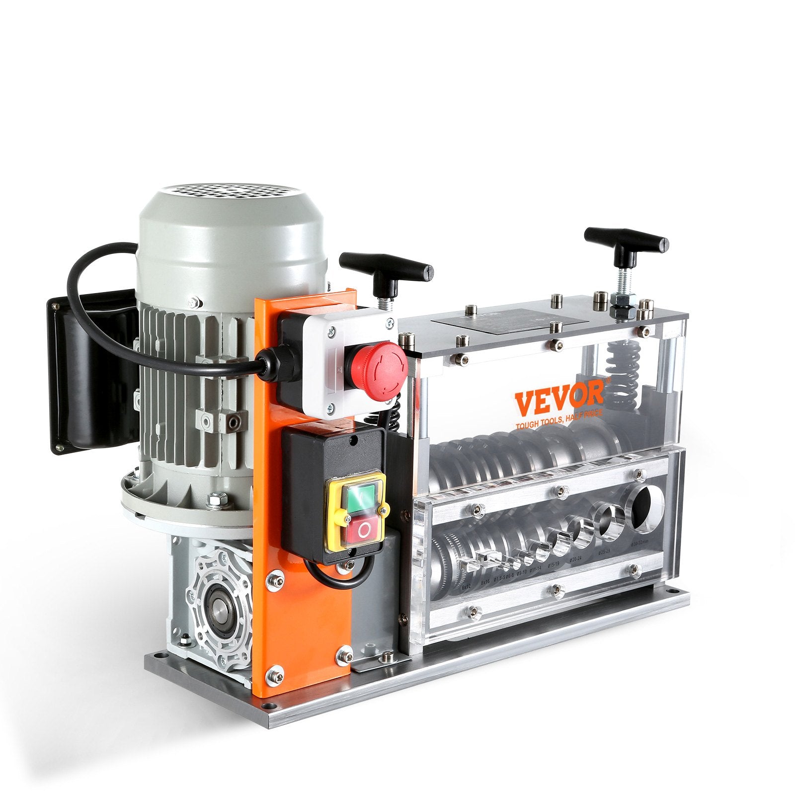 Automatic Wire Stripping Machine, 0.06''-1.57'' Electric Motorized Cable Stripper, 750 W, 98 ft/min Wire Peeler with Visible Stripping Depth Reference, 10 Channels for Scrap Copper Recycling