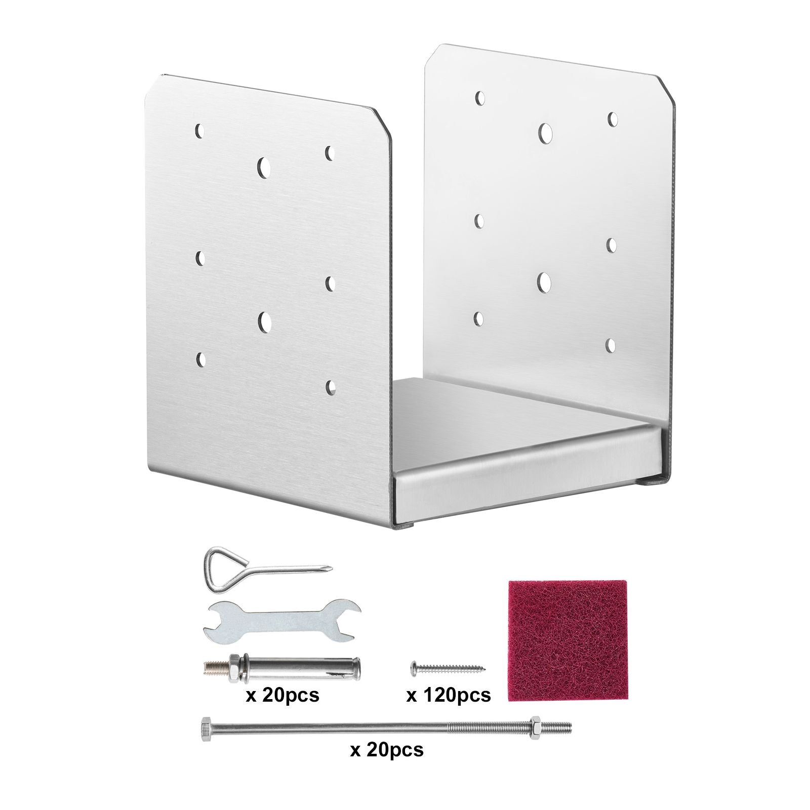 152.4x152.4 Post Base, 10Pcs Stainless Steel Adjustable Post Anchor Bracket(Internal 150 x 139.7), Adjustable Post Base for Pavilion Deck Porch Handrail Railing Support Decorative Anchor Plate
