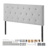Headboard, Full Size Headboard with Adjustable Height, Comfortable Diamond Tufted for Full Size Bed, W 56.3 x H（35.6-47.4）inches, Ideal for Bedroom, Hotel, Homestay, Dormitory, Light Grey