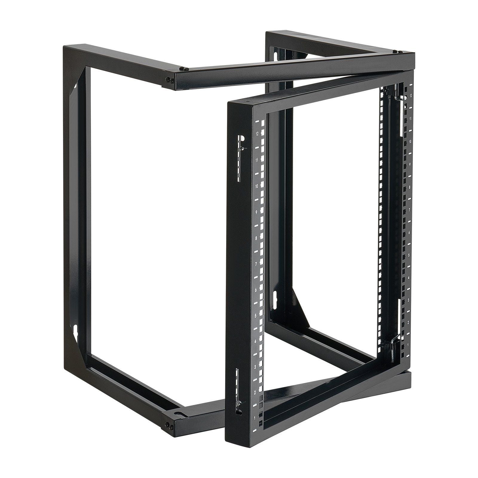 12U Wall Mount Server Rack, 68.04 kg Max Load Capacity, Open Frame Network Rack with 180 Degrees Gate Swing Door, Carbon Steel, Ideal for IT Network Equipment & AV Devices Computer Server, Black