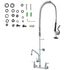 Commercial Faucet with Pre-Rinse Sprayer, 36" Height, 8" Center, 12" Swing Spout, Wall Mount Kitchen Sink Faucet, Brass Constructed Device with Pull Down Spray, for 1/2/3 Compartment Sink