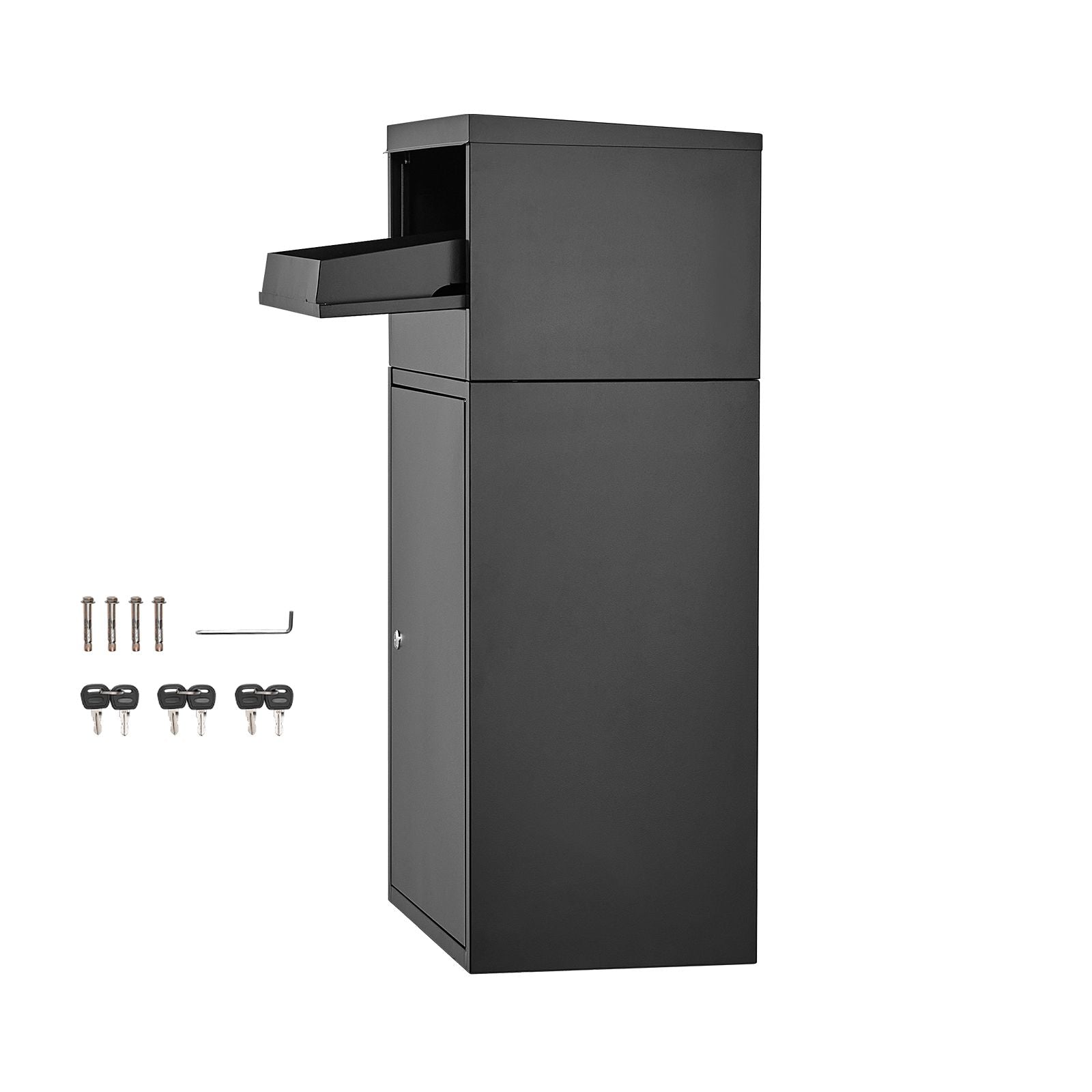 Package Delivery Boxes for Outside, 90.9 cm Mailbox for Parcel with Lock, Galvanized Steel Package Drop Box with Anti-Theft Design, Weather-Resistant Package Mailbox for Home and Office, Black