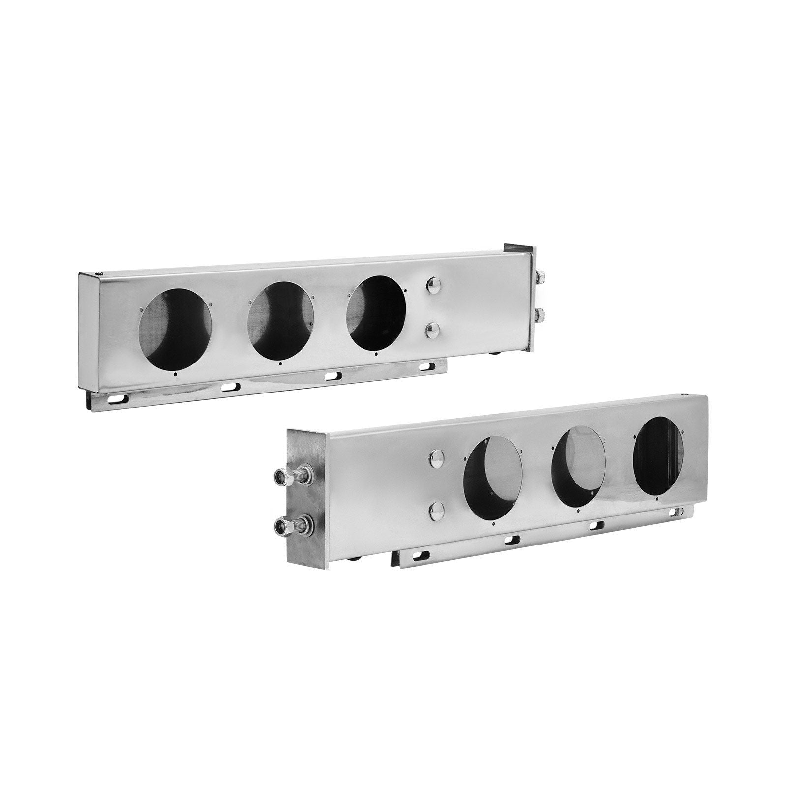 Stainless Steel Mud Flap Hangers with Light Cutouts, 2-1/2" (63.5mm) Bolt Spacing, Spring Loaded Mudflap Hangers for Semi Trucks, 1 Pair Heavy Duty Semi Truck Mud Flap Hanger Set, Silver