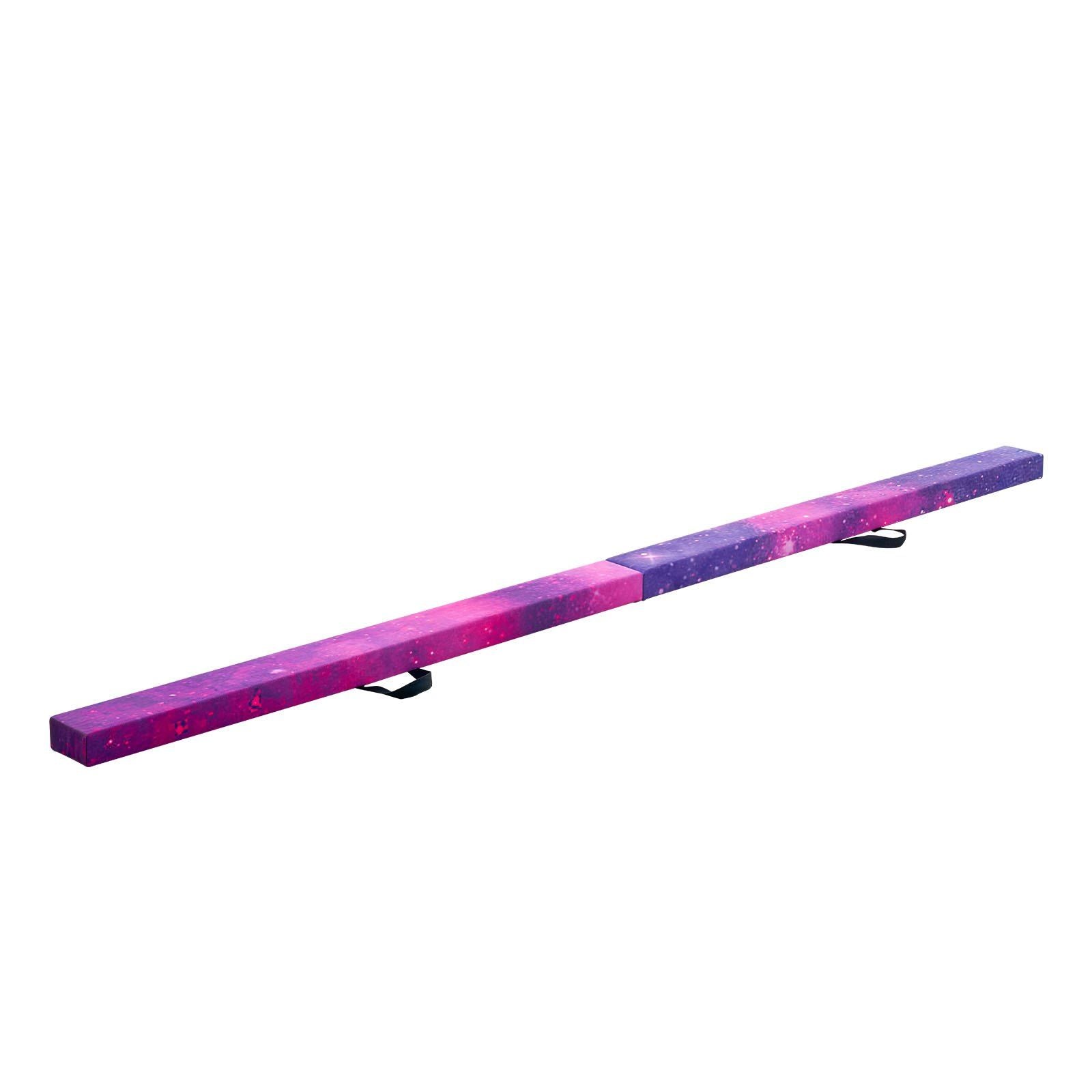 8FT Folding Balance Beam for Kids, 136.1KG Stable Support Gymnastics Floor Beam with Non-Slip Mat, Wood-Core Gymnastics Training Equipment with Anti-Slip Bottom & Carry Bag for Home Gym, Galaxy