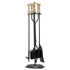Fireplace Tool Set, 5 PCS Fire Tool Set and Holder with Five-Prong Stand, Tongs, Ash Shovel, Brush, Fire Place Poker, Wrought Iron Fireplace Accessories for Indoor/Outdoor, Black & Brass