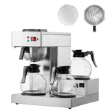 12 Cups Commercial Drip Coffee Maker with 3 Glass Carafes and 3 Warmers