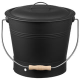 Ash Bucket, 4 PCS with Lid, Shovel, Broom and Gloves, Metal Fireplace Charcoal Bucket and Ash Can, 9.8L Large Capacity for Fireplace, Fire Pits, Wood Burning Stoves, Indoor and Outdoor