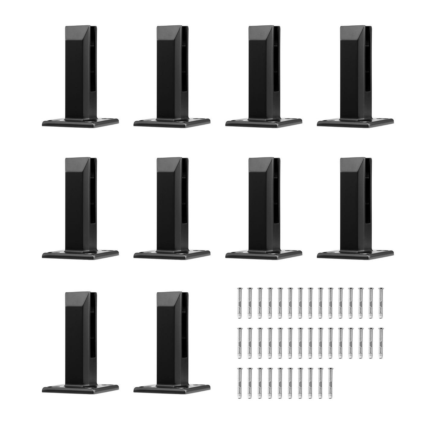 Glass Clamp, 10 PCS Square Glass Railing Bracket for 0.31 "-0.47 " Tempered Glass, 304 Stainless Steel Glass Mounting Clamp, 0.12” Thick Glass Shelf Bracket for Balcony, Garden, Deck, Stair