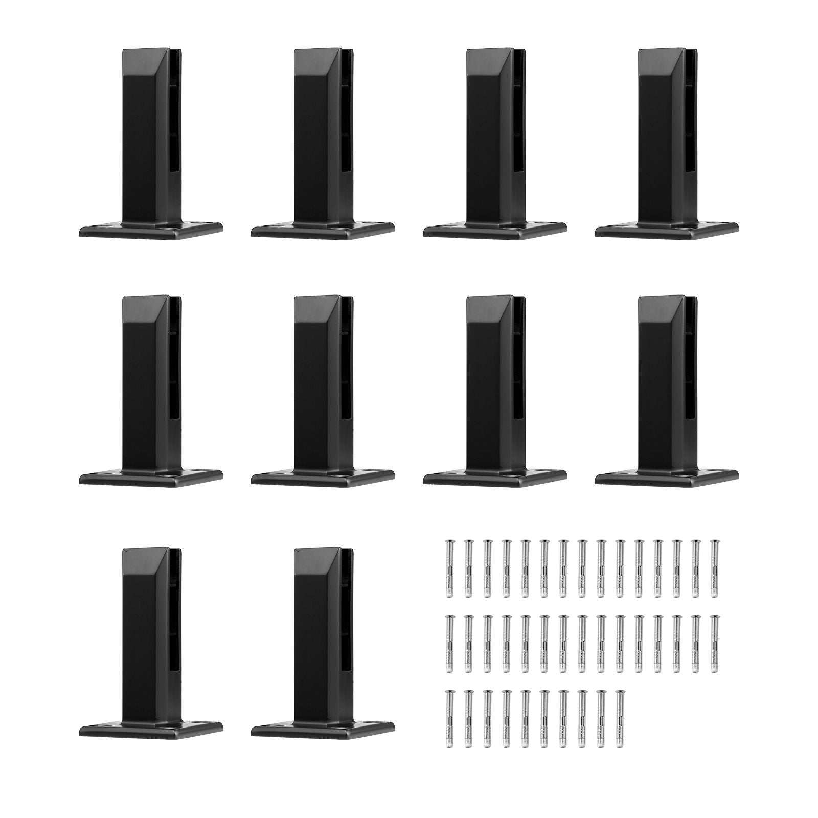 Glass Clamp, 10 PCS Square Glass Railing Bracket for 0.31 "-0.47 " Tempered Glass, 304 Stainless Steel Glass Mounting Clamp, 0.12” Thick Glass Shelf Bracket for Balcony, Garden, Deck, Stair