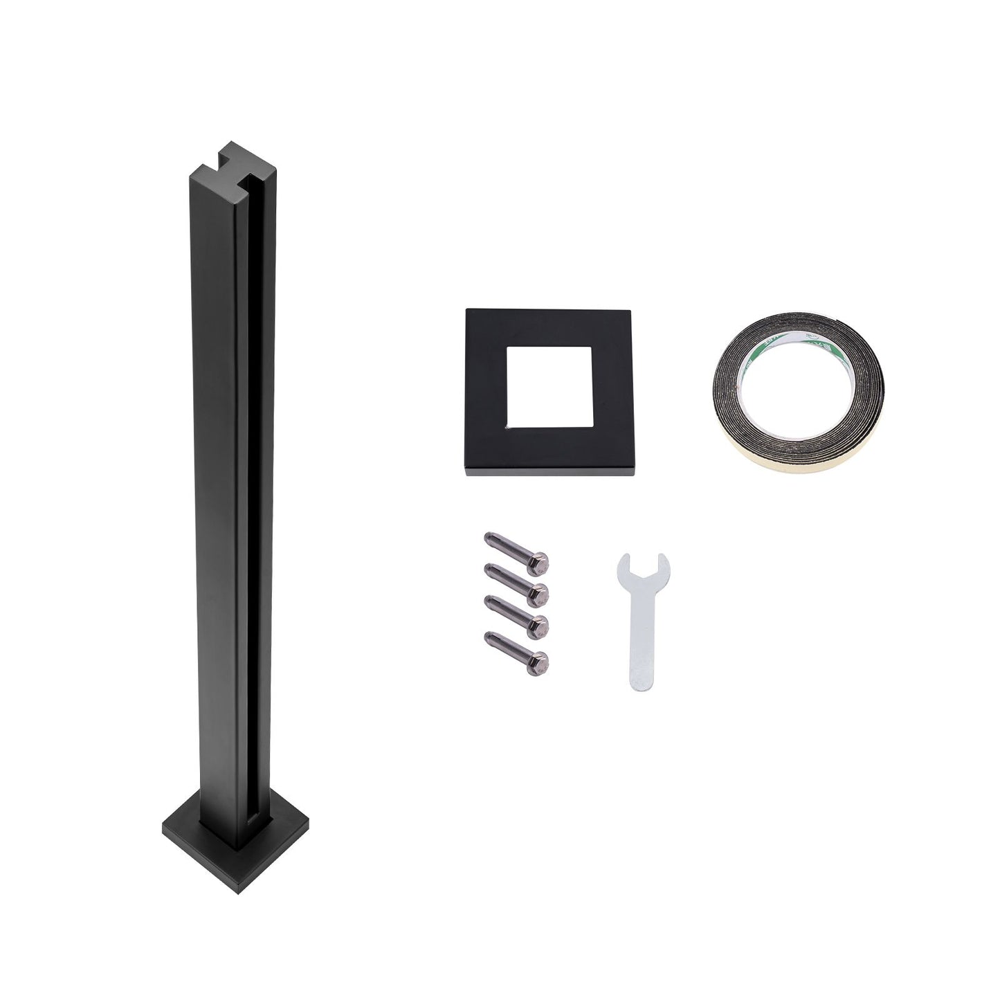 Glass Clamp 37.4" H Railing Bracket for 0.39 "-0.47 " Glass Black Black