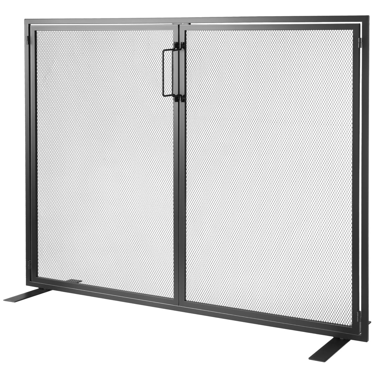 Fireplace Screen 1 Panel with Door, Sturdy Iron Mesh Fireplace Screen, 990(L) x780(H)MM Spark Guard Cover, Simple Installation, Free Standing Fire Fence Grate for Living Room Home Decor Modern