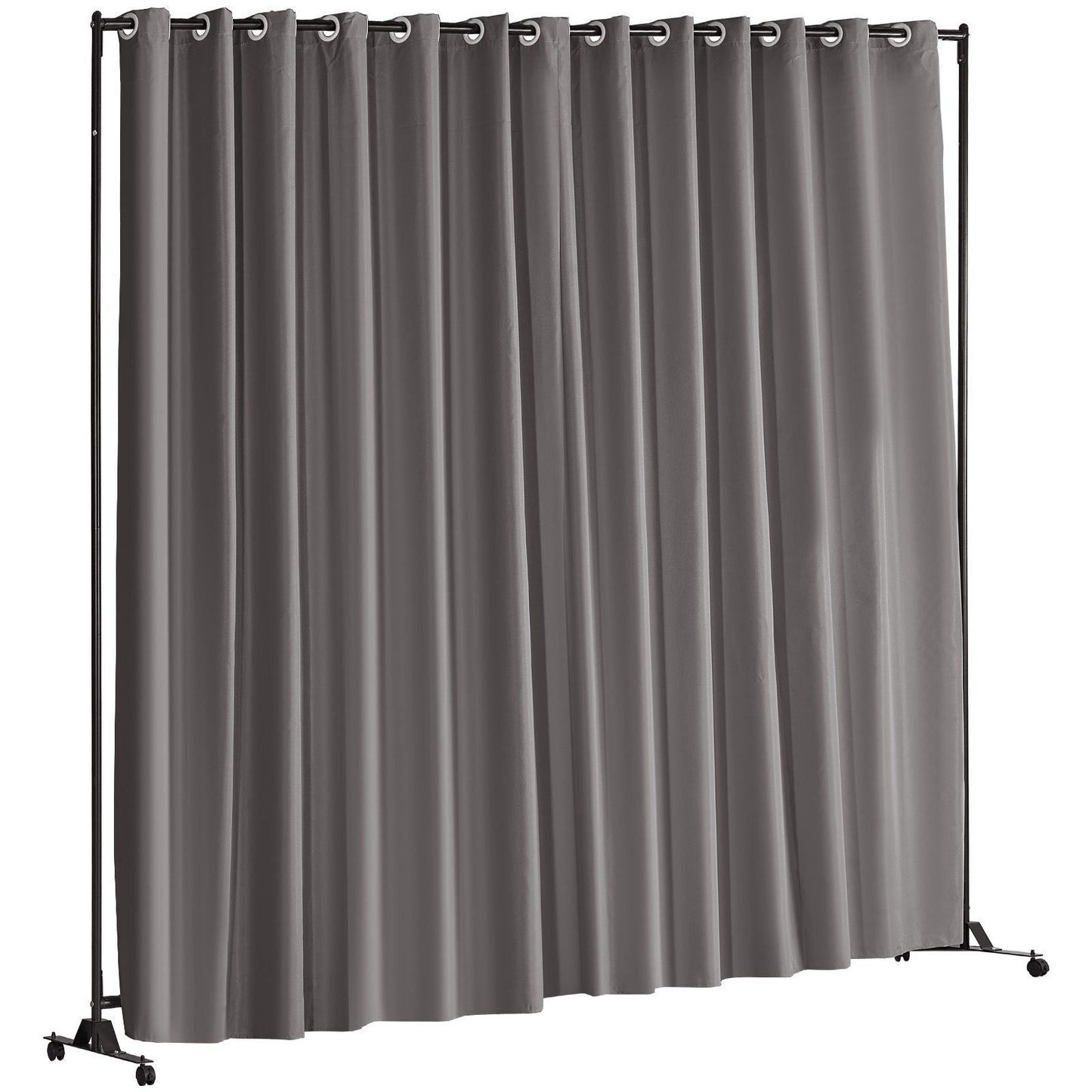 Room Divider, 8 ft x 10 ft (96 x 120inch) Portable Panel Room Divider with Wheels Curtain Divider Stand, Room Divider Privacy Screen for Office, Bedroom, Dining Room, Study, Black