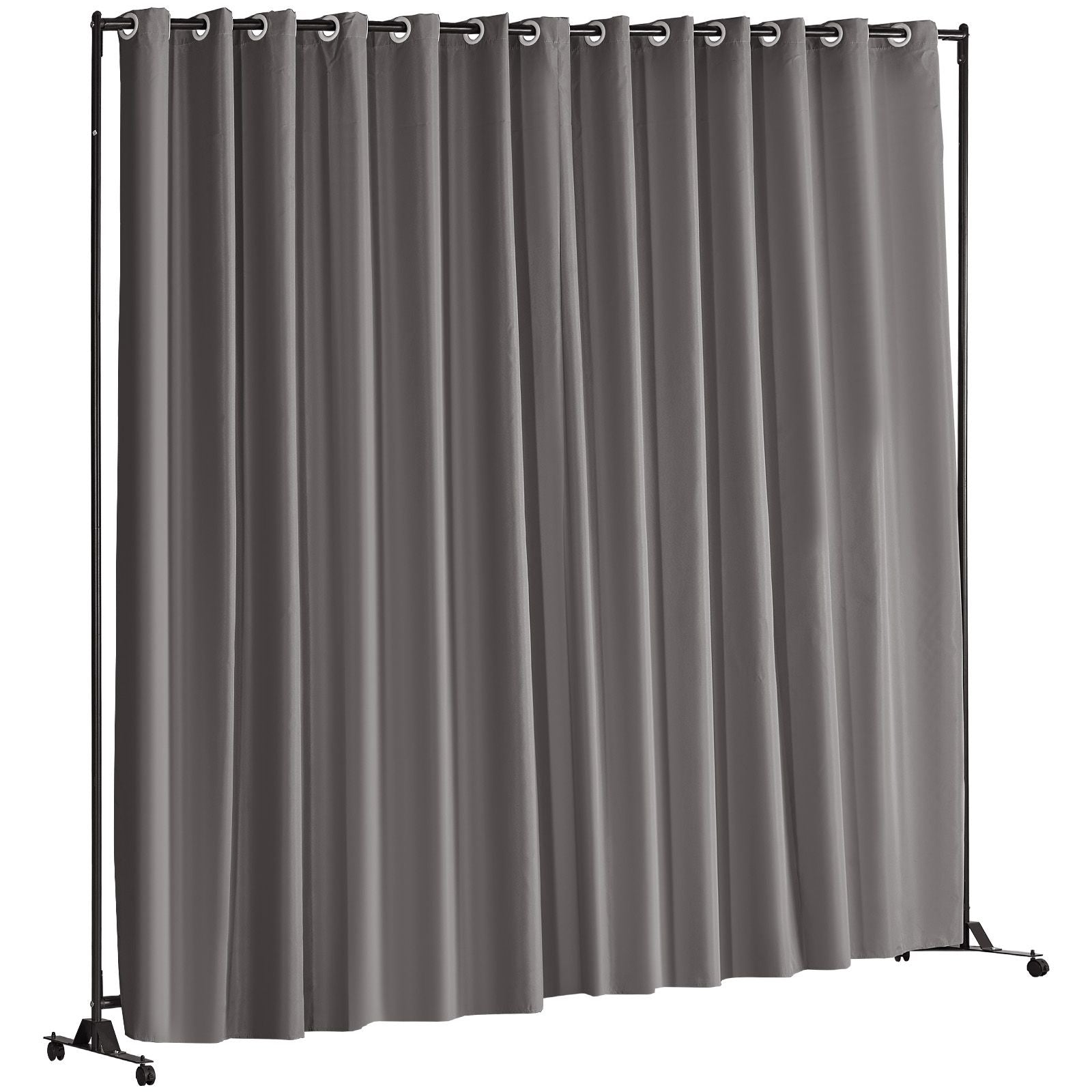 Room Divider, 8 ft x 10 ft (96 x 120inch) Portable Panel Room Divider with Wheels Curtain Divider Stand, Room Divider Privacy Screen for Office, Bedroom, Dining Room, Study, Black