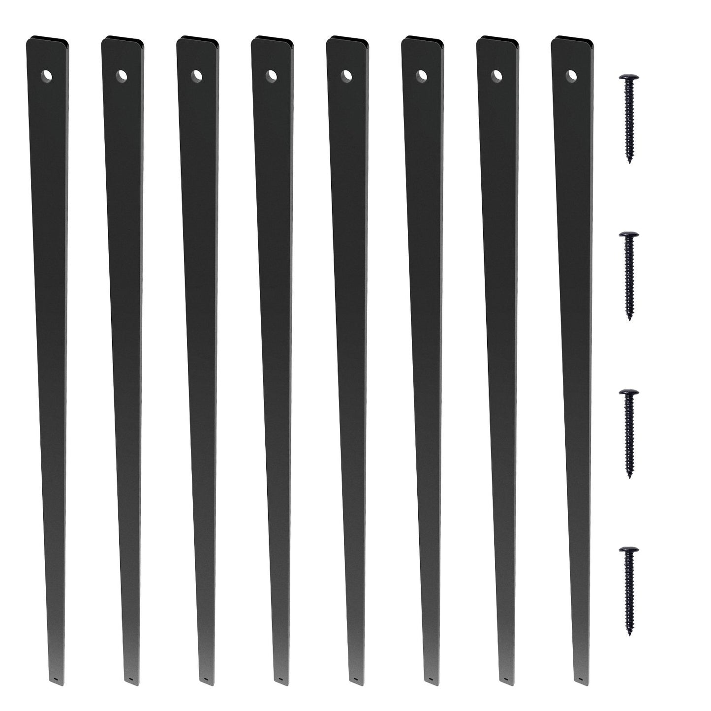 Staircase Metal Balusters, 32.28"x1"x0.2" Flat Aluminum Alloy Decorative Banister Spindles, 51 Pack Deck Baluster with Screws, Classic Hollow Deck Railing Satin Black Powder Coated for Porch