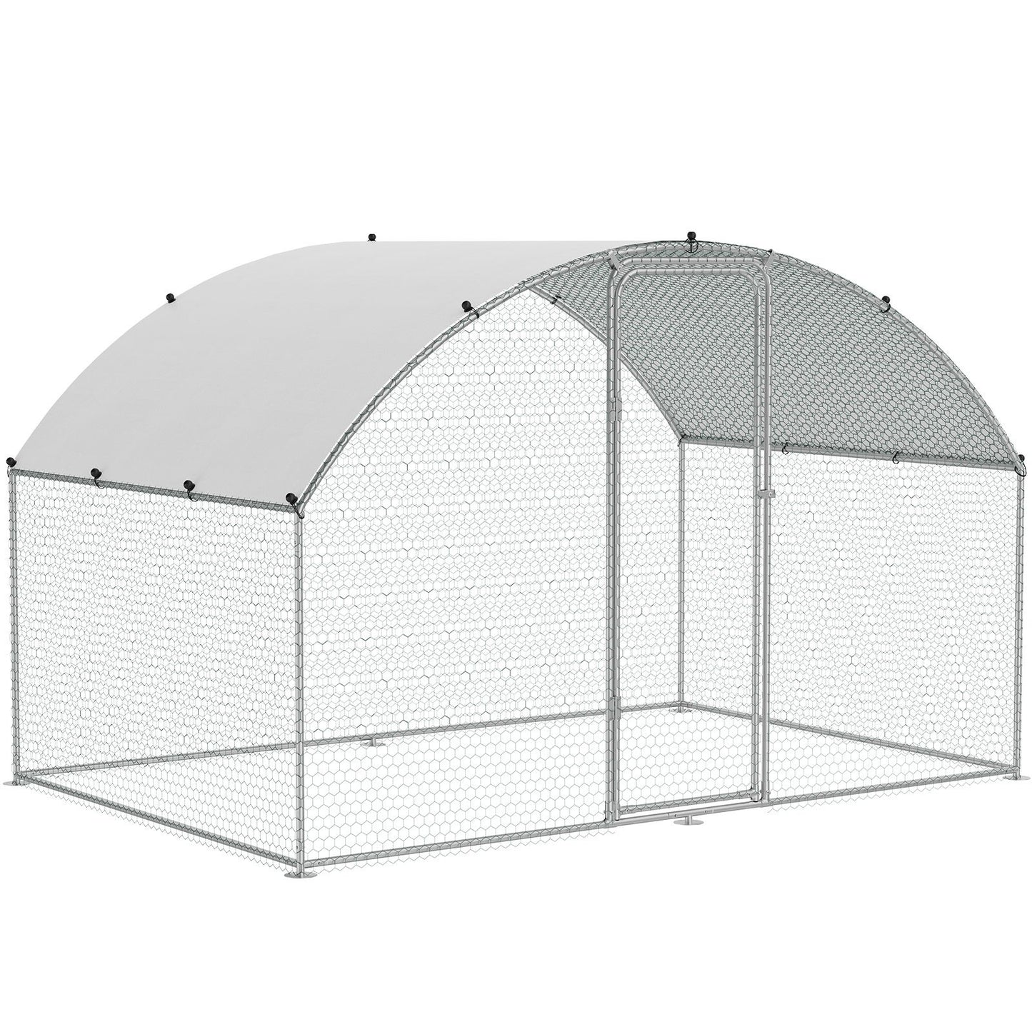 Chicken Coop, 9.8x6.5x6.5ft Walk-in Large Metal Chicken Run for Yard with Waterproof Cover, Doom Roof Hen House with Security Lock for Outdoor and Backyard, Farm, Duck Rabbit Cage Poultry Pen
