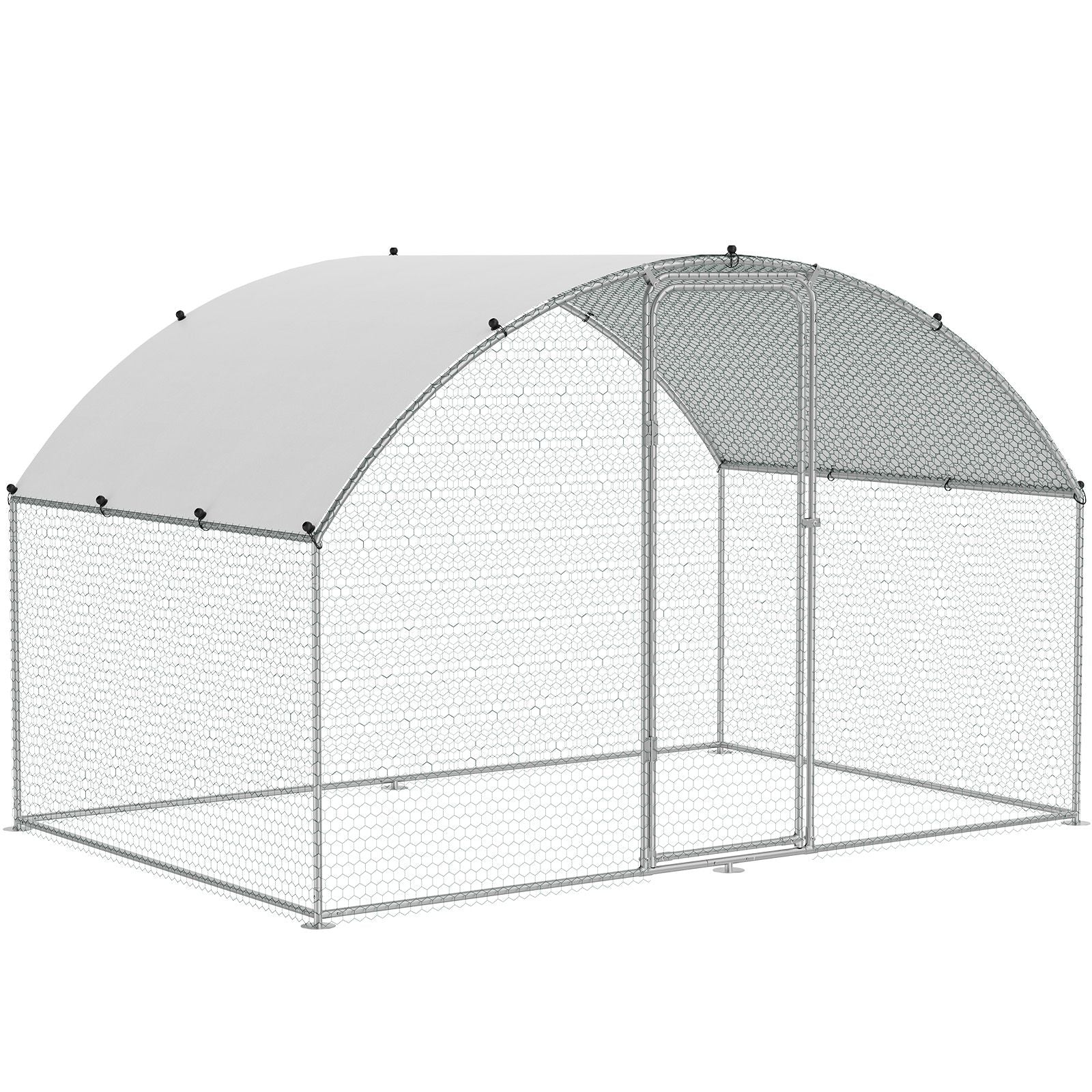 Chicken Coop, 9.8x6.5x6.5ft Walk-in Large Metal Chicken Run for Yard with Waterproof Cover, Doom Roof Hen House with Security Lock for Outdoor and Backyard, Farm, Duck Rabbit Cage Poultry Pen